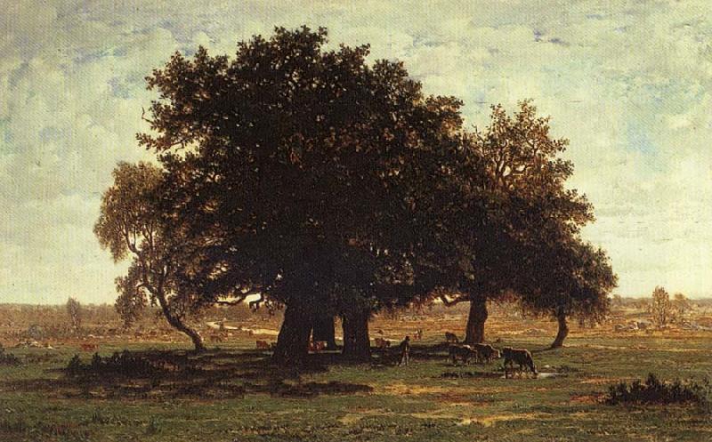 Theodore Roussel Oak Trees near Apremont Norge oil painting art